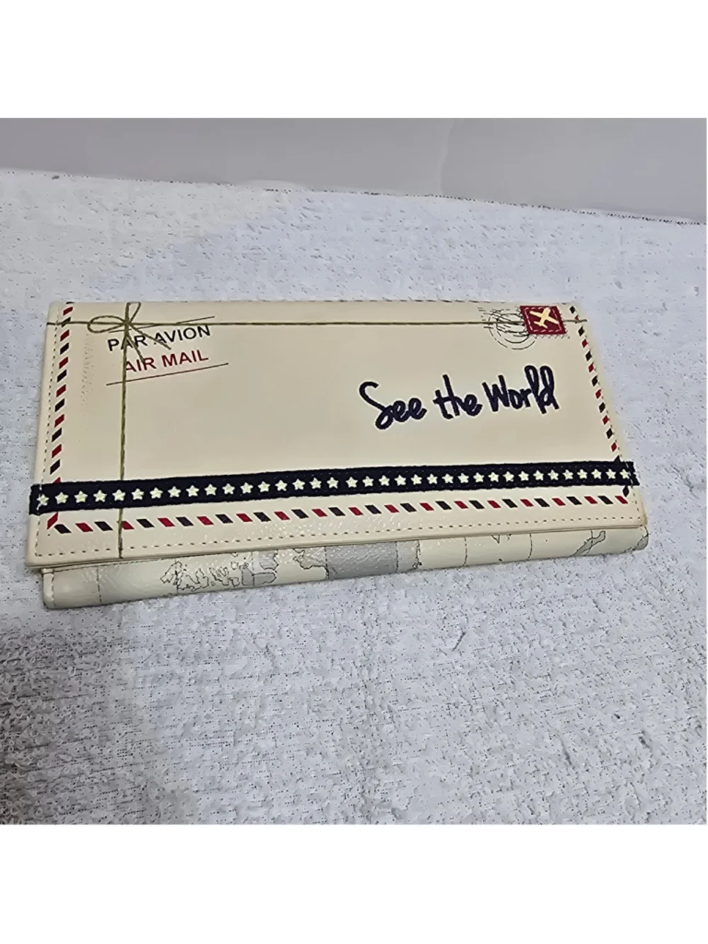 Women's Unbranded Travel Map Wallet One Size Beige Blue